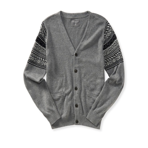 Other - Aeropostale Gray Vneck Cardigan Fair Isle Sweater